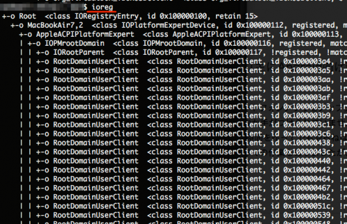 ioregコマンドの実行結果